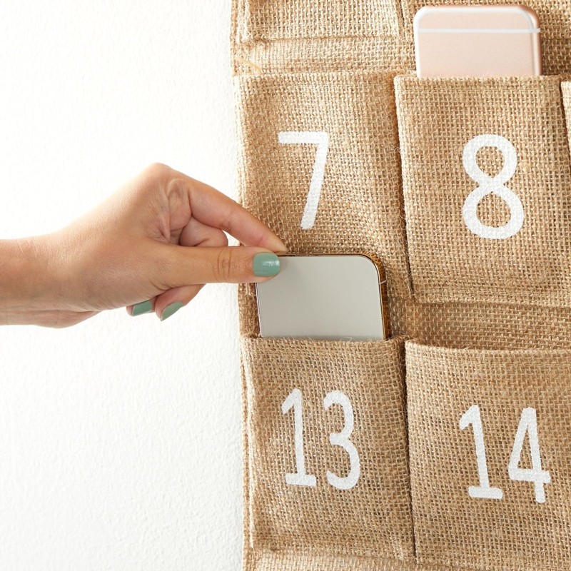 Juvale Cell Phone Storage for Classroom 30-Row Burlap Pocket Chart