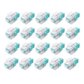 fyboptwu - 20 pcs Fiber Optic Keystone Jack Coupler LC/OM3 Duplex Multimode Coupler (MM) Fiber Optic Cable Adapter LC-LC Duplex Multi Mode Connector for Fiber Wall Plate