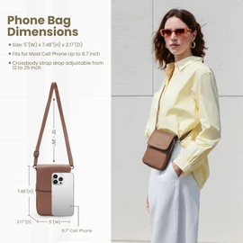 befen Genuine Leather Small Crossbody Bags for Women, Woman Cell Phone Cross body Purses Bag with RFID Blocking Card Slots Mocha