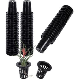 WOYAODONG 100 Pcs 2 inch Net Pots Hydroponics Supplies Cups,Garden Plastic Slotted Mesh Net Cups Pots，Round Wide Rim Design(Black)