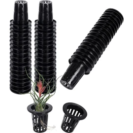 WOYAODONG 100 Pcs 2 inch Net Pots Hydroponics Supplies Cups,Garden Plastic Slotted Mesh Net Cups Pots，Round Wide Rim Design(Black)