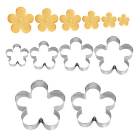 Tinoaly 6 Stück Fünfblättrige Blumen-Ausstechformen, 6 Größen Ausstechformen-Set zum Backen Wunderschönes Werkzeug zur Herstellung von Blütenfondant für Küche Käse Dessert Gebäck