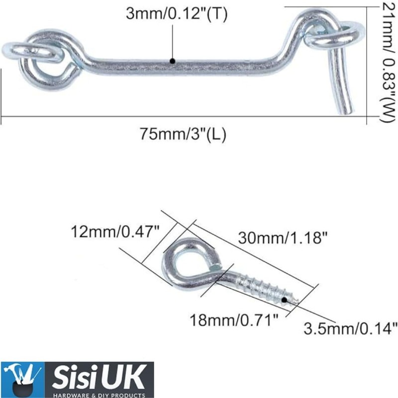 Heavy Duty Gate Hook and Eye Latch 3 Inch Stainless