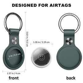 [Pack of 4] AirTag Pendant Made of PU Leather - Scratch-Resistant Case for AirTag Key Fob with Original Buttons - Protective Case for Air Tag with Key Ring
