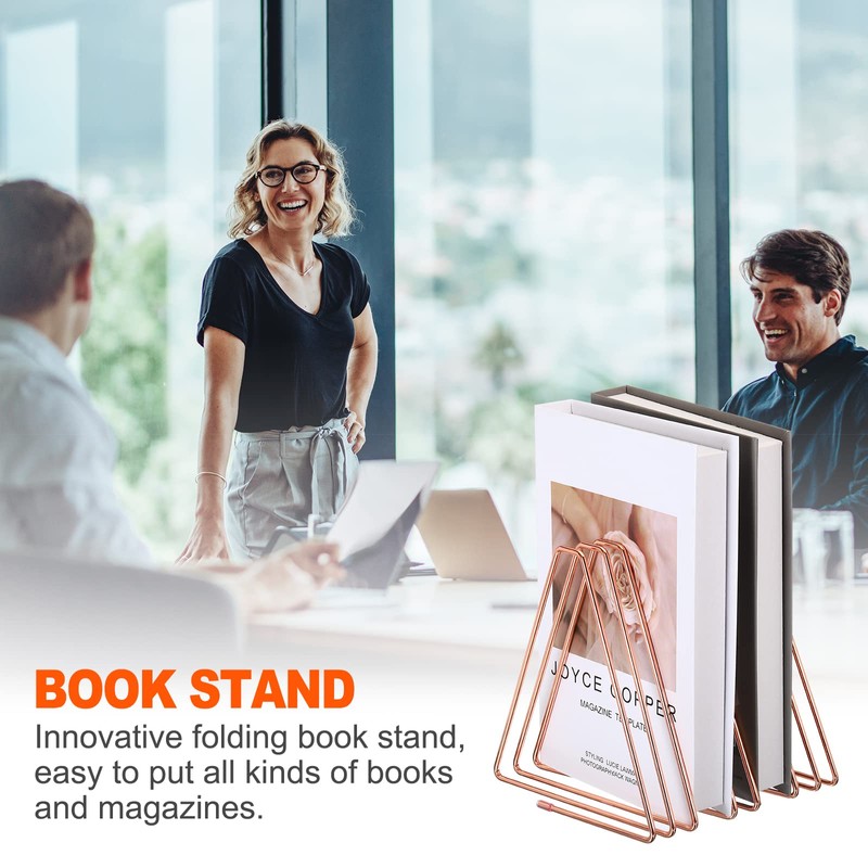 PATIKIL Triangle Desktop File Holder Rack, Metal Vinyl Record Stand