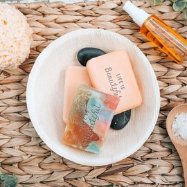 PH PandaHall Word Acrylic Stamp Life is Beautiful Soap Embossing Stamp Soap Stamp with Handle Soap Chapter Imprint Stamp for Handmade Soap Cookie Clay Pottery Stamp Biscuits Gummier Making Projects
