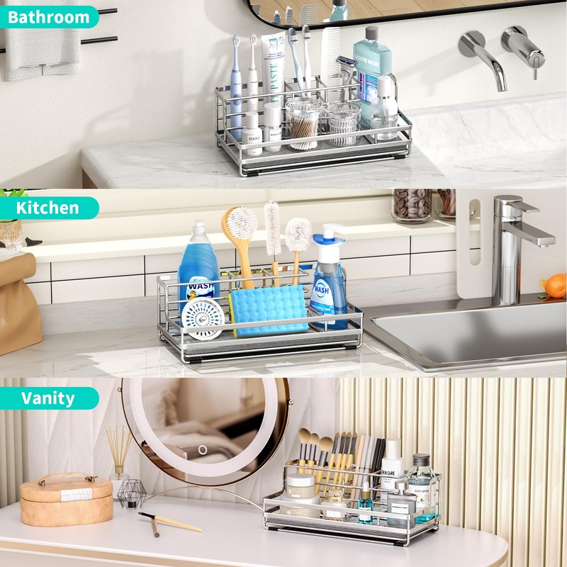 HapiRm Toothbrush Holders for Bathroom - 5 Partitions Bathroom Counter