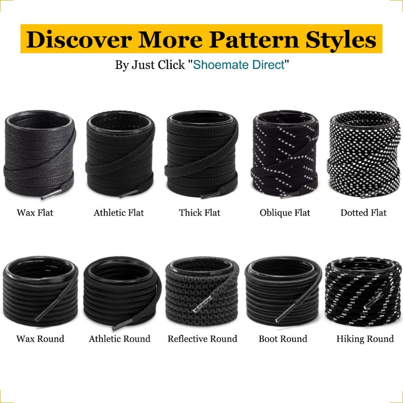 Shoemate Solid Color Thick Flat 5/16" Shoe Laces for Sneakers