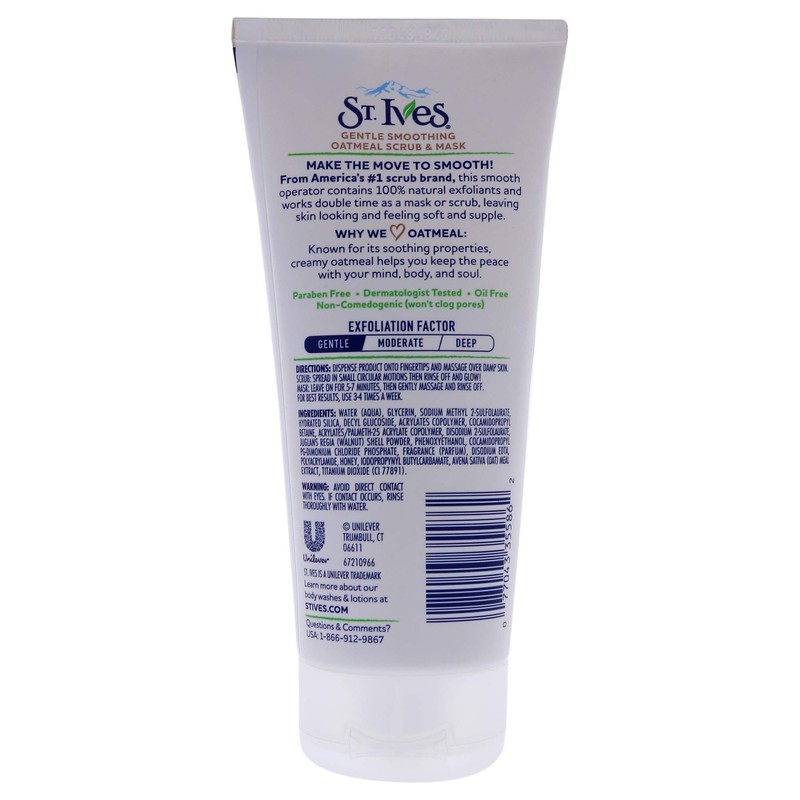 St. Ives Gentle Smoothing Face Scrub and Mask Oatmeal, ONE