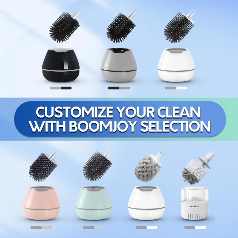 BOOMJOY Toilet Brush and Holder Set, Silicone Toilet Bowl Cleaner