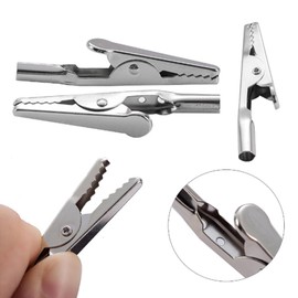 25Pcs Metal Alligator Clips, 50 mm Silver Nickel Plated Test Clamps, Spring Clamps, Crocodile Electrical Clips,used in laboratory electric testing work and Cable Lead Clip