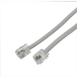 Reulin 20M Flat Landline Telephone Broadband Cable Cord, Wifi Modem Router Wire to RJ11 Phone Socket or Microfilter, ADSL 2+ Filter/Fibre Optic 6/4 High-Speed Internet Lead (20 Metres, White)