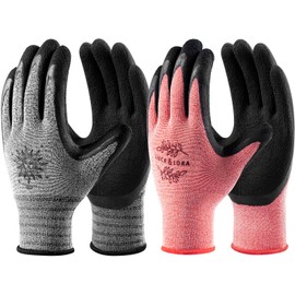 DOFOWORK Gardening Gloves - 6 Pair Medium Size Red & Grey Latex Gloves for Men with Grip, Durable, Versatile and
