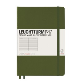 LEUCHTTURM1917 - Medium A5 Ruled Hardcover Notebook (Army) - 251 Numbered Pages