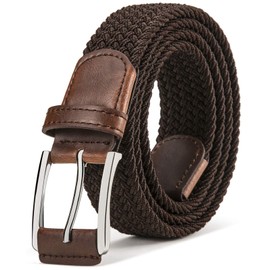 BULLIANT Men's Braided Belt Stretch Belt Braided Fabric Belt Elastic Belt Golf Belt for Men Women Width 35 mm, Dark Brown1349
