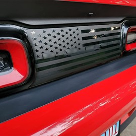 Xinghe for Dodge Challenger 2015-2022 Tail Light Decal American Flag Decal, Matte Black Rear Light Sticker Decal Exterior Accessories for Dodge Challenger (with Letter Cut Out, Matte Black)