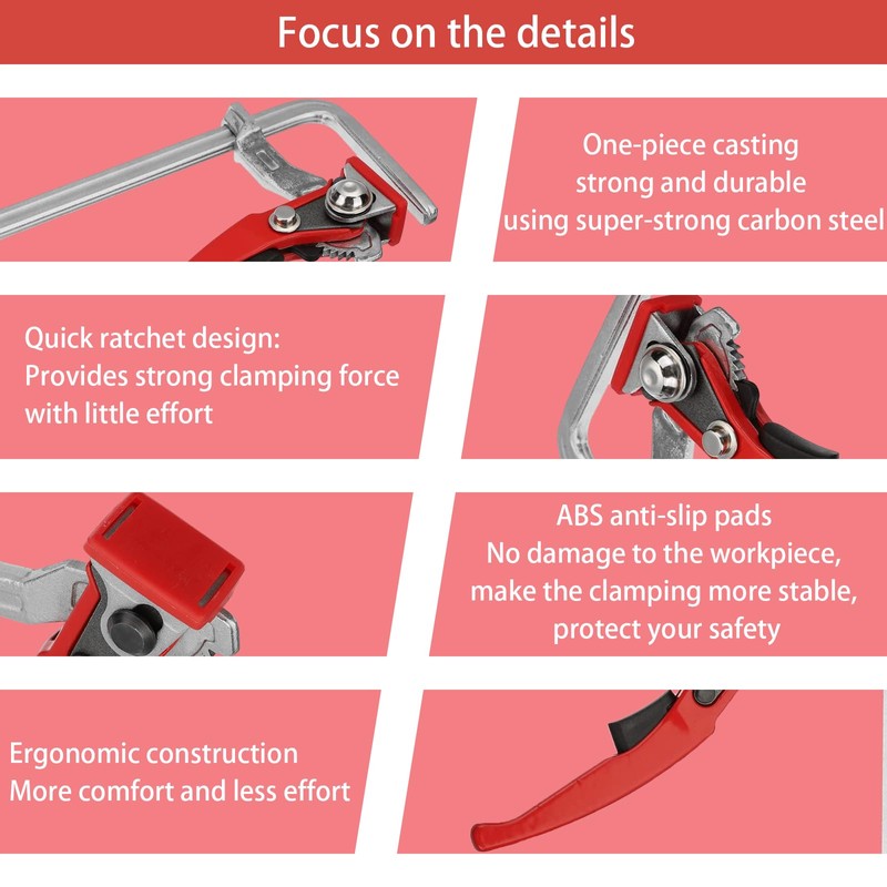 2025 Upgraded Ratcheting Table Clamp, Quick Track Saw Clamps Ratchet