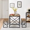 VECELO Wood Dining Table Set for 4 with Bench Kitchen