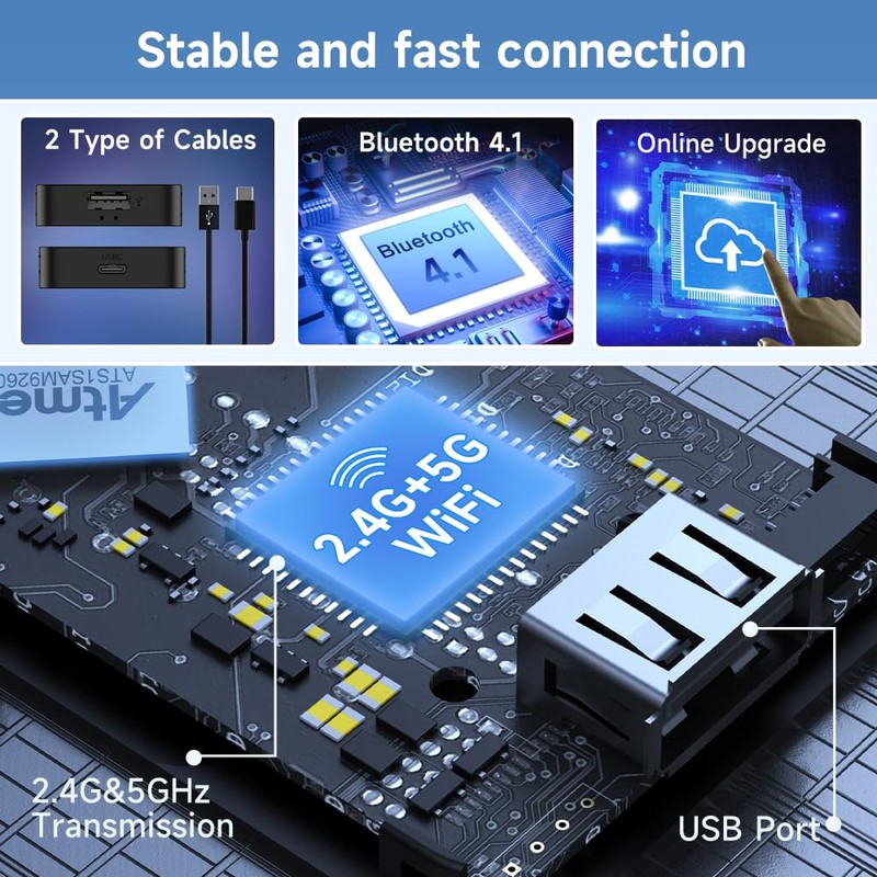 CarlinKit 5.0 2-in-1 Wireless Adapter for CarPlay&Android Auto Wireless Dongle,Stability