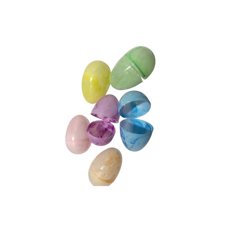 JLIM-Marbleized Pastel Fillable Plastic Easter Eggs Six Pack Pink, Blue,