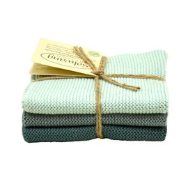 Solwang Cleaning Cloths, Set of 3, Knitted Cotton Wipes (Arctic Combi Organic)