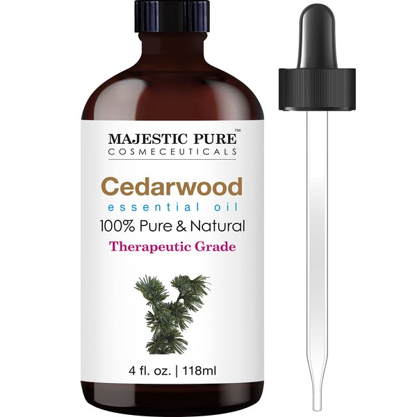 MAJESTIC PURE Cedarwood Essential Oil, Therapeutic Grade, Pure and Natural Premium Quality Oil, 4 Fl Oz