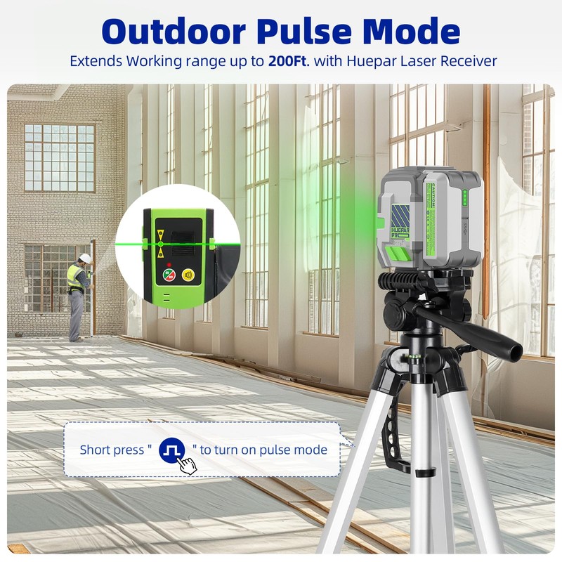 Laser Level Rechargeable, Huepar Pro Self Leveling Green Cross Line
