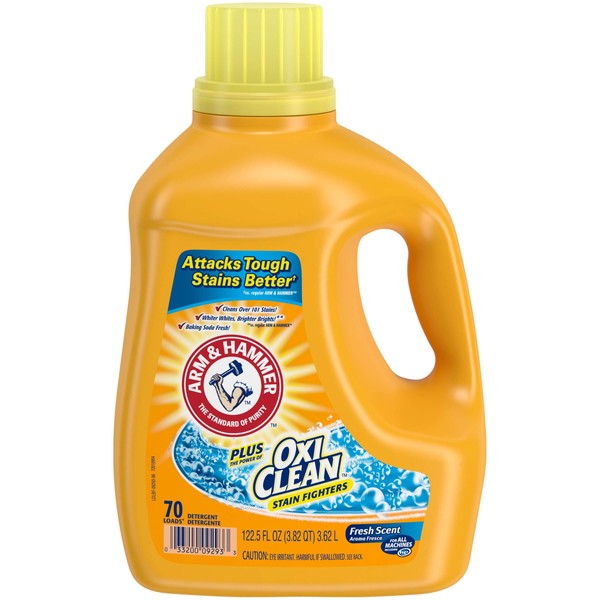 Arm & Hammer Liquid Laundry Concentrate, Fresh Scent plus Oxiclean, 122.5 Fl Oz, Pack of 4