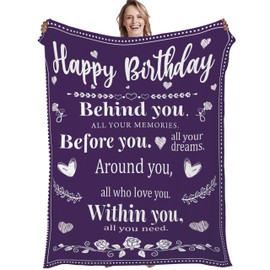 VivaJoy Birthday Gifts for Women Throw Blanket 60"X50", Idea Women Birthday Gifts, Best Birthday Gifts for Her, Friends, Mum, Wife(Purple)