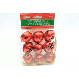 (Pack of 2) 9 Large Christmas House Aged Finish Snowflake Cutout Jingle Bells (Red)