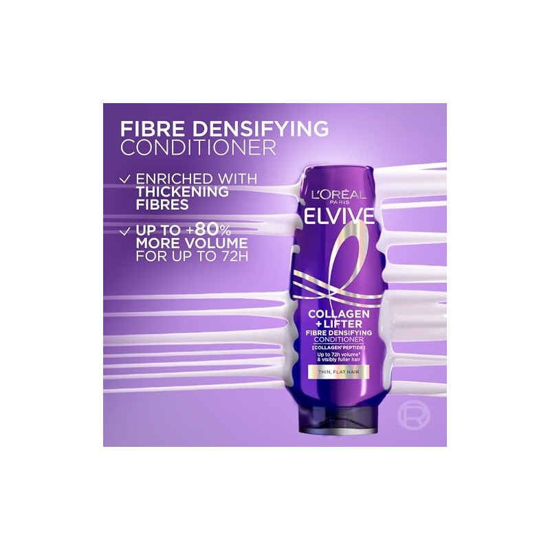 L’Oréal Paris Elvive Collagen + Lifter Conditioner, Fibre-Densifying Volume Conditioner,