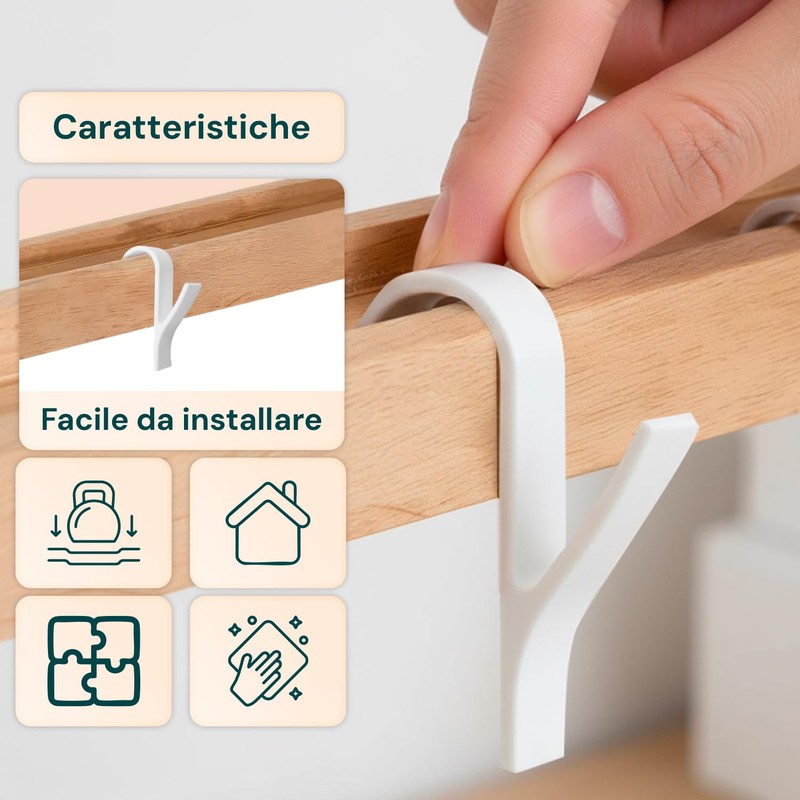 Avilia - Set 10 Ganci Bianchi Appendiabiti Scaldasalviette Universali in