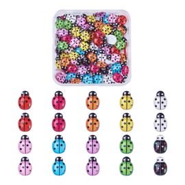 Cheriswelry 100pcs Ladybird Resin Cabochon 10 Colors Inserts Flat Back Tile Dome for Jewelry Stud Scrapbooking 12mm