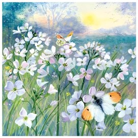 Female Birthday/Blank Card For Her - General Card for Women - Wildflowers and Butterflies Artistic Countryside Design by Lucy Grossmith - Made in the UK