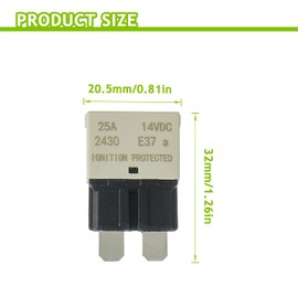 EPLZON 25A DC 12V-14V Auto Reset Circuit Breaker ATC/ATO Low Profile T1 Mini Blade Fuses Breakers for Car Trucks Marine Boat RV Solar and More,2 Pack
