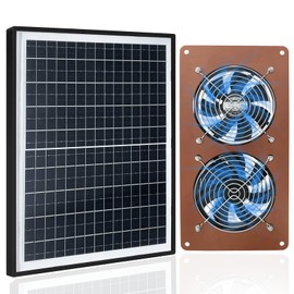 VUEBEE Solar Panel 2 Fan Kit, 20W Solar Powered Fan for Chicken Coops, Greenhouses, Sheds, Intake & Exhaust, 3500RPM, IP67 Waterproof, 360° Adjustable Mount, 8.8FT Cable