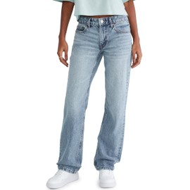 AEROPOSTALE Women's Low Rise Baggy Jean, Medium Wash