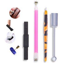 SILPECWEE 4pcs Nail Magnet Tool Set Magnet Plate Wand Board Magnetic Pen Stripe Nail Magnet Double Ended Magnet Wand Magnet Stick for Cat Eye Gel Polish Nail Art