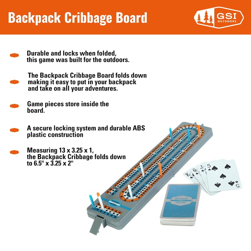 Outside Inside Backpack Cribbage Game for Camping and Travel, Lightweight