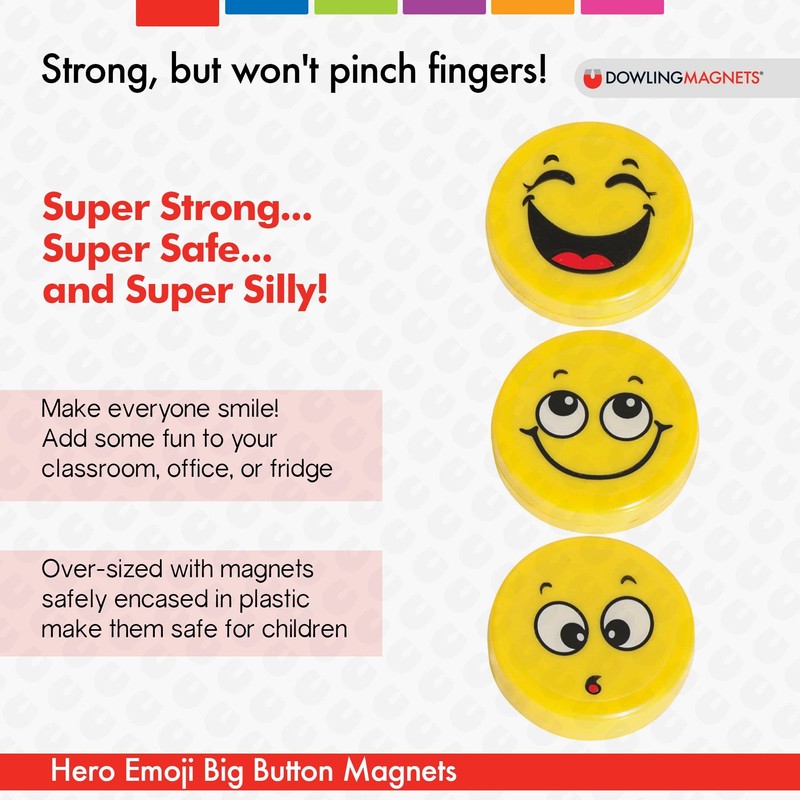 Dowling Magnets Hero Emoji Big Button Magnets, Set of 3