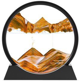 Sandbilder-Moving Sand Art Picture - Liquid Motion Falling Sand Decor, 3D Deep Sea Sandscape, Rotary Glass Frame Display, Flowing Sand Relaxing Toy for Kids/Adults (Orange, 7")