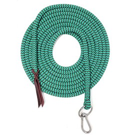 Knotty Girlz 9/16" Double Braid Polyester Yacht Rope Natural Horse Trainling Line, Longline/Lunge Line 22ft. Yacht Rope with O Ring and Carabineer (Turquoise with Brown)