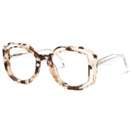 Zeelool Unique Geometric Glasses for Women with Non-prescription Clear Lens Astrid JGA902506-04 Light-Tortoise