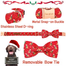 Unique style paws Christmas Elk Dog Collar, Pet Collar Gift for Girls Boys Dogs, Adjustable Dog Collar for Small Medium Dogs, XS