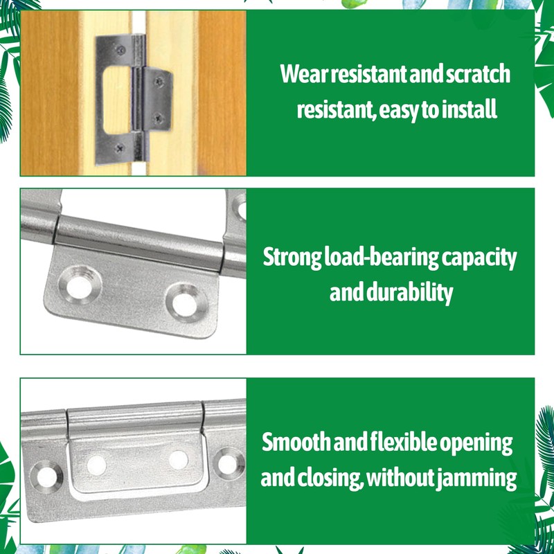 4Pcs Door Hinges Rustproof Flush Hinge Removable 3 Inch Door