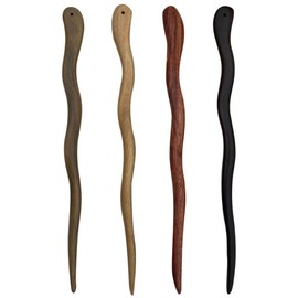 LALAFINA Wooden Kanzashi Handmade Kanzashi Simple Single Kanzashi Hair Accessories, Wooden Hair Ornament, Kimono, Kimono, Women’s Dress, Everyday Use, Set of 4