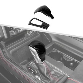 Jimen Fit for Dodge Ram 1500 TRX 2021-2024, 2PCS Gear Shift Knob Cover Trim (Carbon Fiber)
