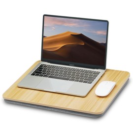 ZEAPTAC Portable Lap Laptop Desk with Pillow Cushion, Fits up to 15.6 inch Laptop, Lap Stand for Bed & Couch & Carpet, Book Tablet/Drawing Board/Computer Laptop Stand - Light Brown Wood
