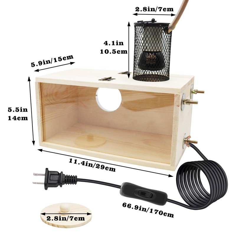 Bird House Incubator, Bird Nesting Box with Heat Lamp, 75W