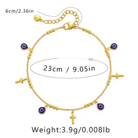 RINHOO 18k Gold Plated Evil Eye Anklet Lucky Turkey Blue Eye Hand of Fatima Butterfly Cross Anklet Bracelets for Women